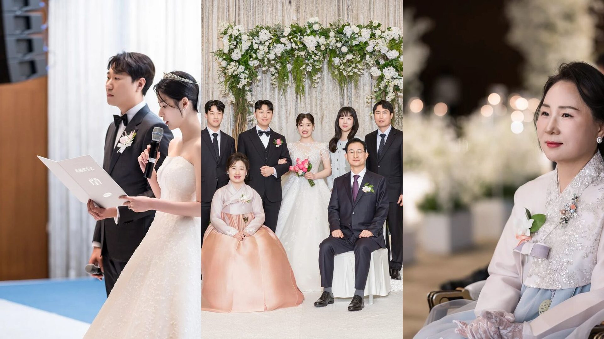 강동구 삼성 E&A 예식장 단상 앞에서 촬영한 본식스냅